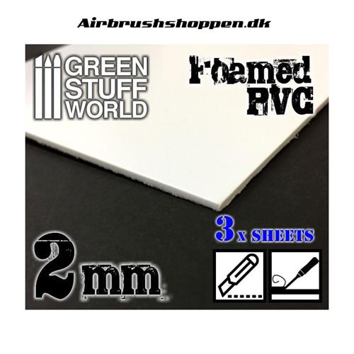 Foamed PVC 2 mm, plader 20 x 30 cm